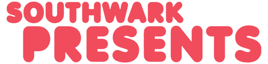 Logo with pink text reading 'Southwark Presents' in chunky capital letters.