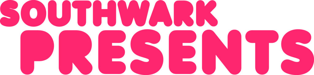 Logo with pink text reading 'Southwark Presents' in chunky capital letters.